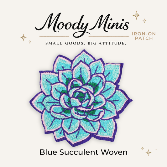 Blue Succulent Embroidered Patch- RTS