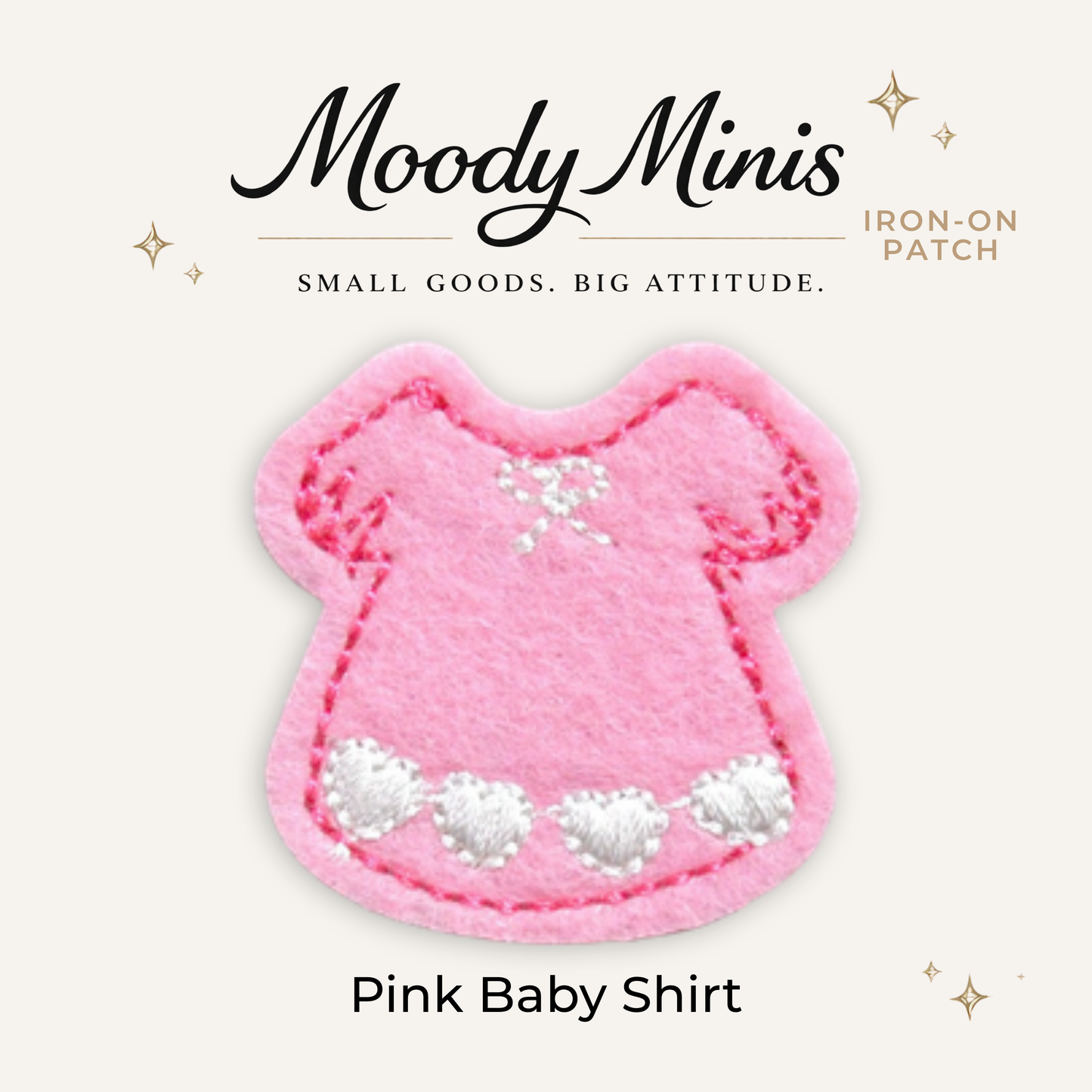 Baby Pink Shirt Embroidered Patch- RTS