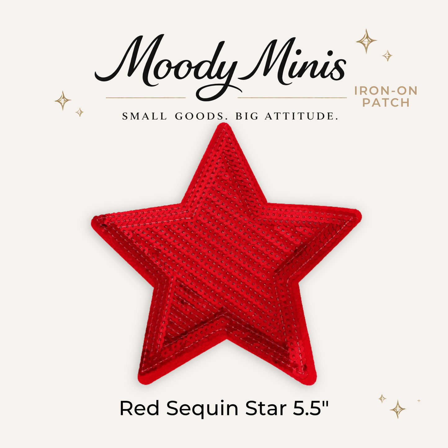 Red Sequin Star 5.5" Embroidered Patch