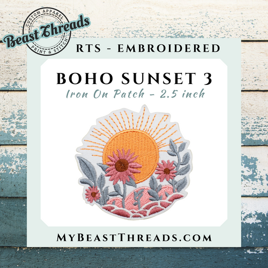 Boho Sunset 3 Embroidered Patch- RTS