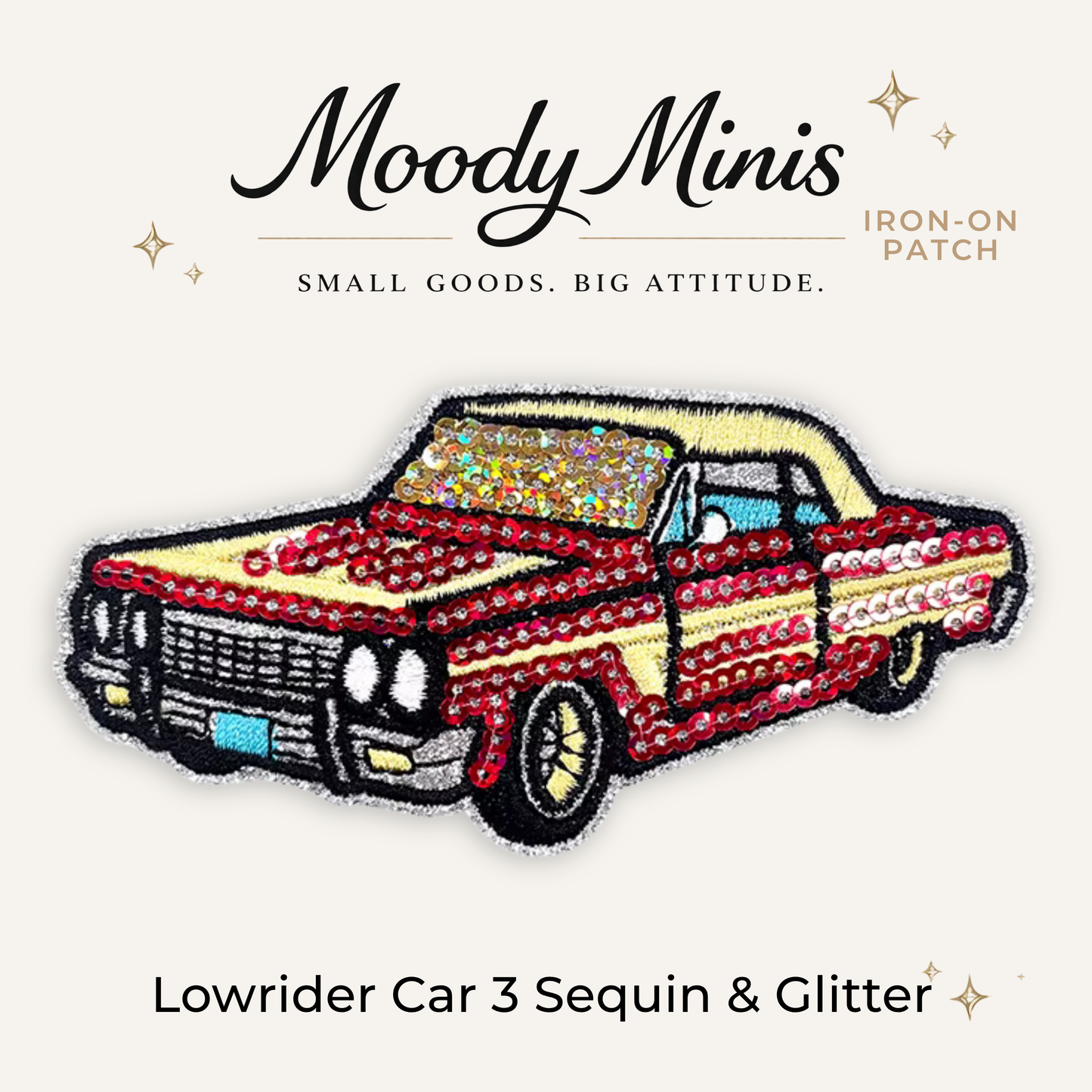 Lowrider Car 3 Sequin & Glitter Embroidered Patch