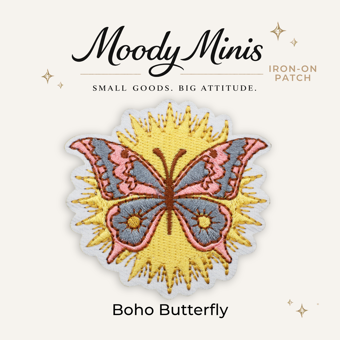 Boho Butterfly Embroidered Patch- RTS