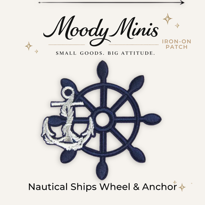 Nautical Ships Wheel & Anchor Embroidered Patch