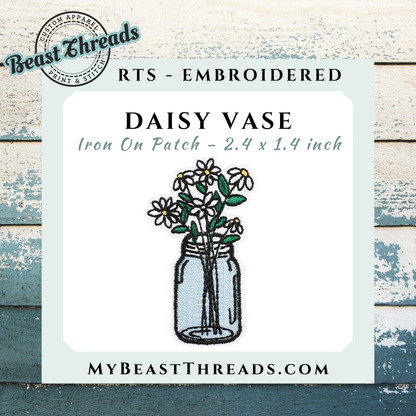 Daisy Vase Embroidered Patch- RTS