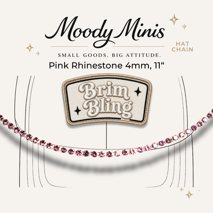 Pink Rhinestone 4mm - 11 Inch Hat Chains