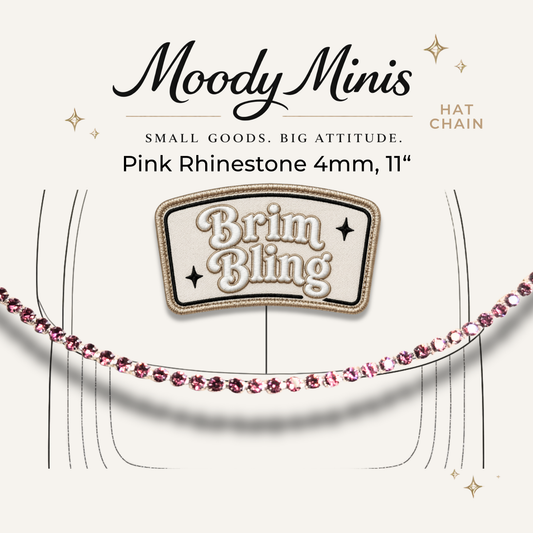 Pink Rhinestone 4mm - 11 Inch Hat Chains
