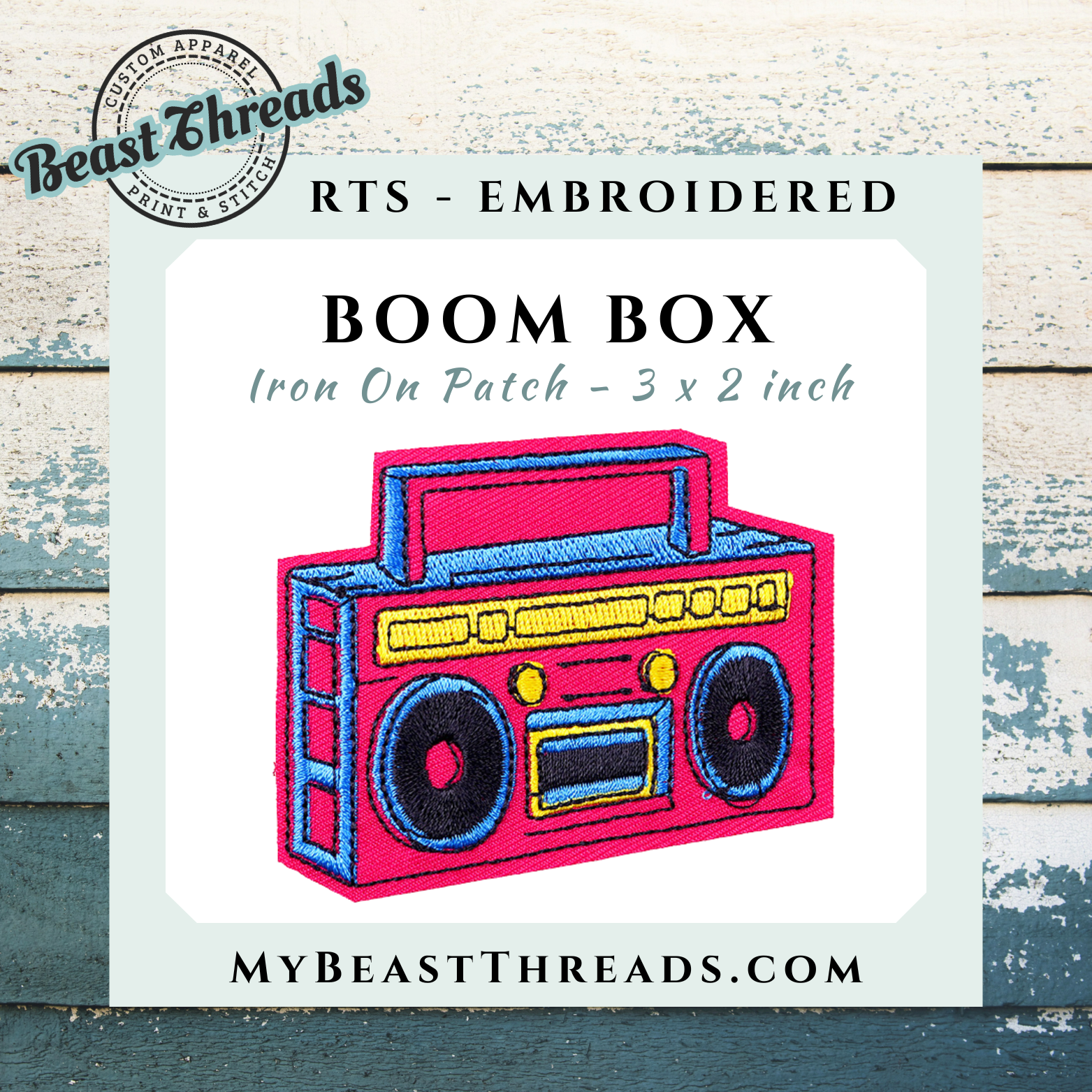 Boom Box Embroidered Patch- RTS – Beast Threads LLC