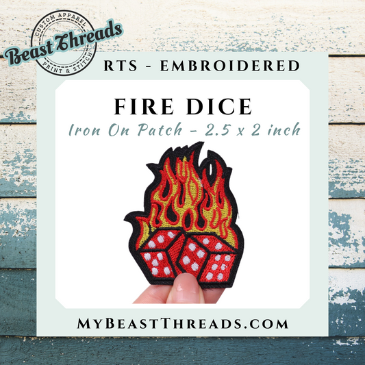 Fire Dice Embroidered Patch- RTS
