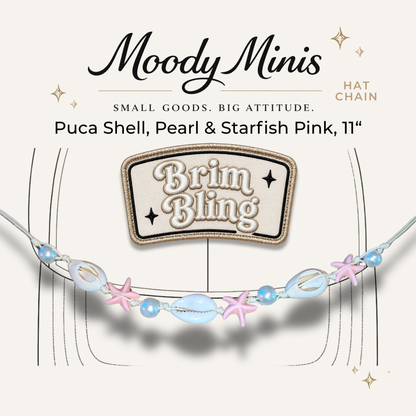 Puca Shell, Pearl & Starfish Pink - 11 Inch Hat Chain