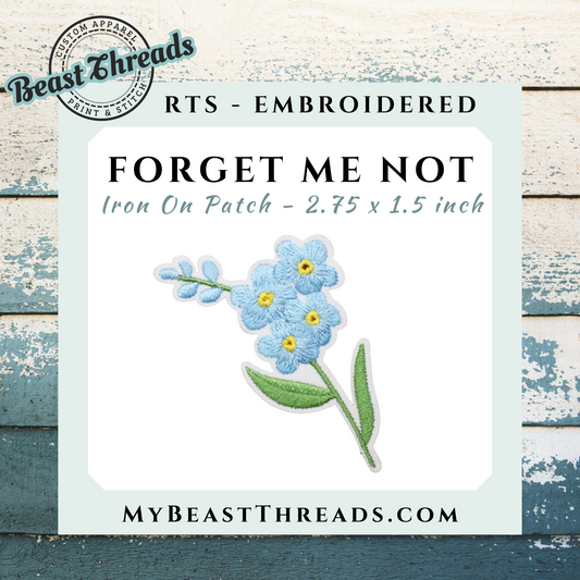 Forget Me Not Embroidered Patch- RTS