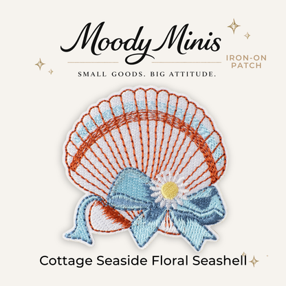 Cottage Seaside Floral Seashell Embroidered Patch