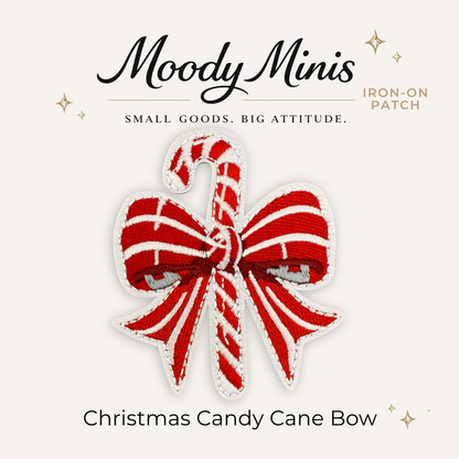 Christmas Candy Cane Bow Embroidered Patch