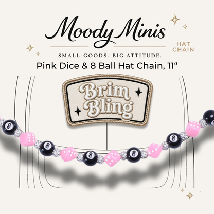 Pink Dice & 8 Ball - 11 Inch Hat Chain