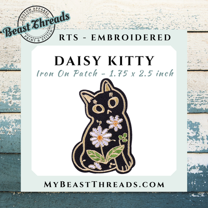Daisy Kitty Embroidered Patch- RTS