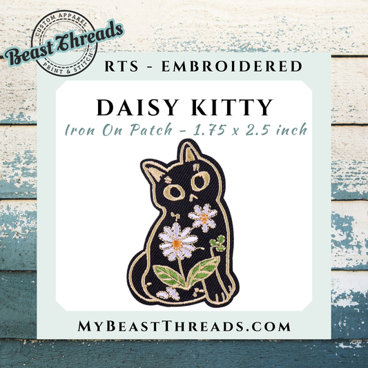 Daisy Kitty Embroidered Patch- RTS