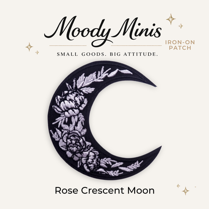 Rose Crescent Moon Embroidered Patch