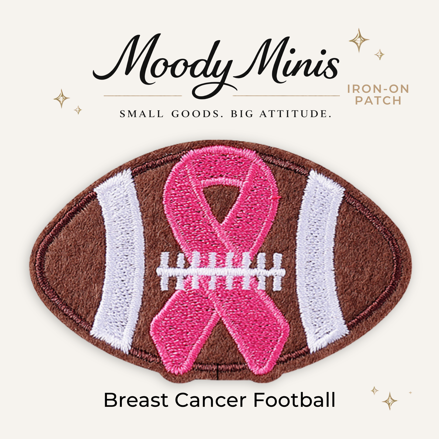 Breast Cancer Football Embroidered Patch