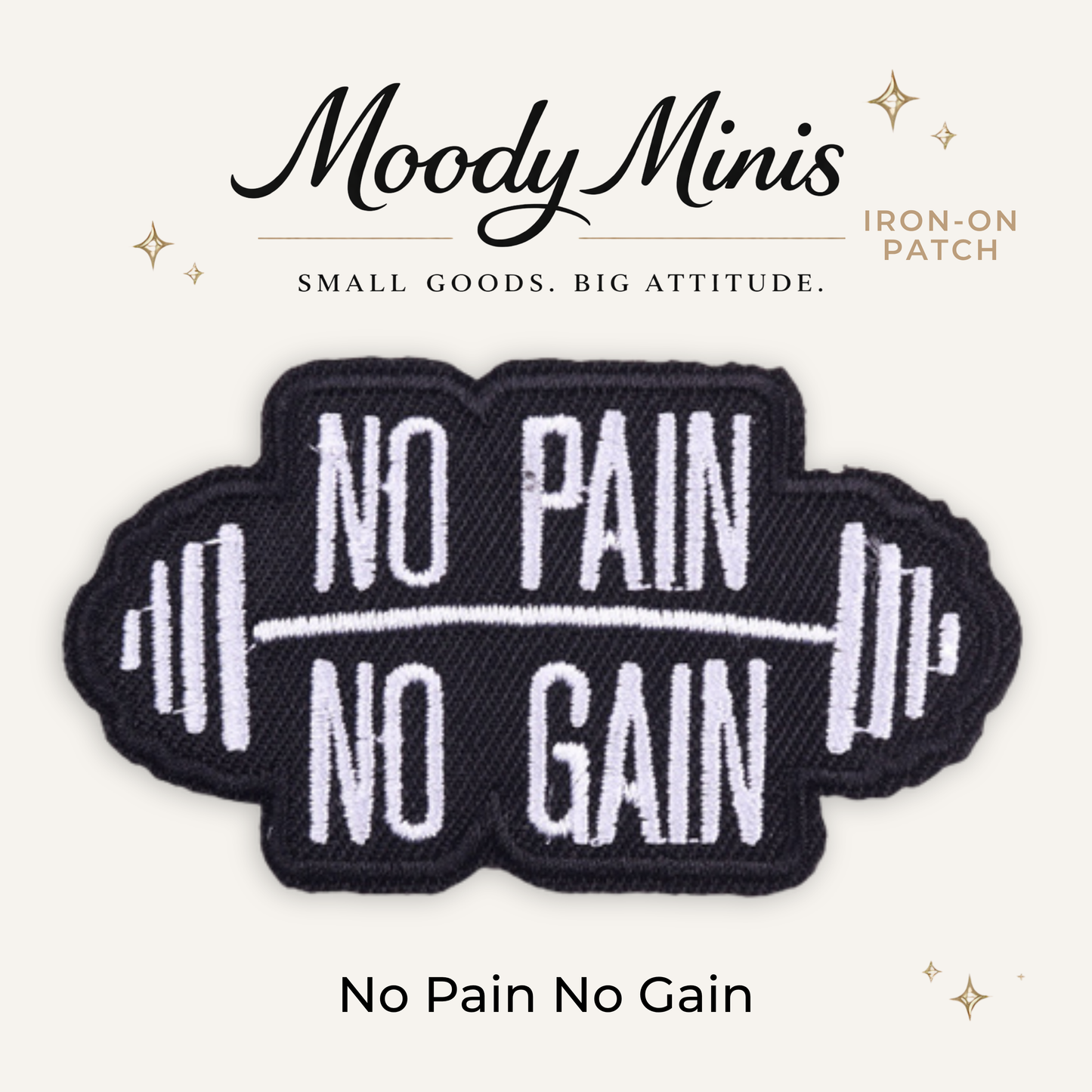 No Pain No Gain Embroidered Patch
