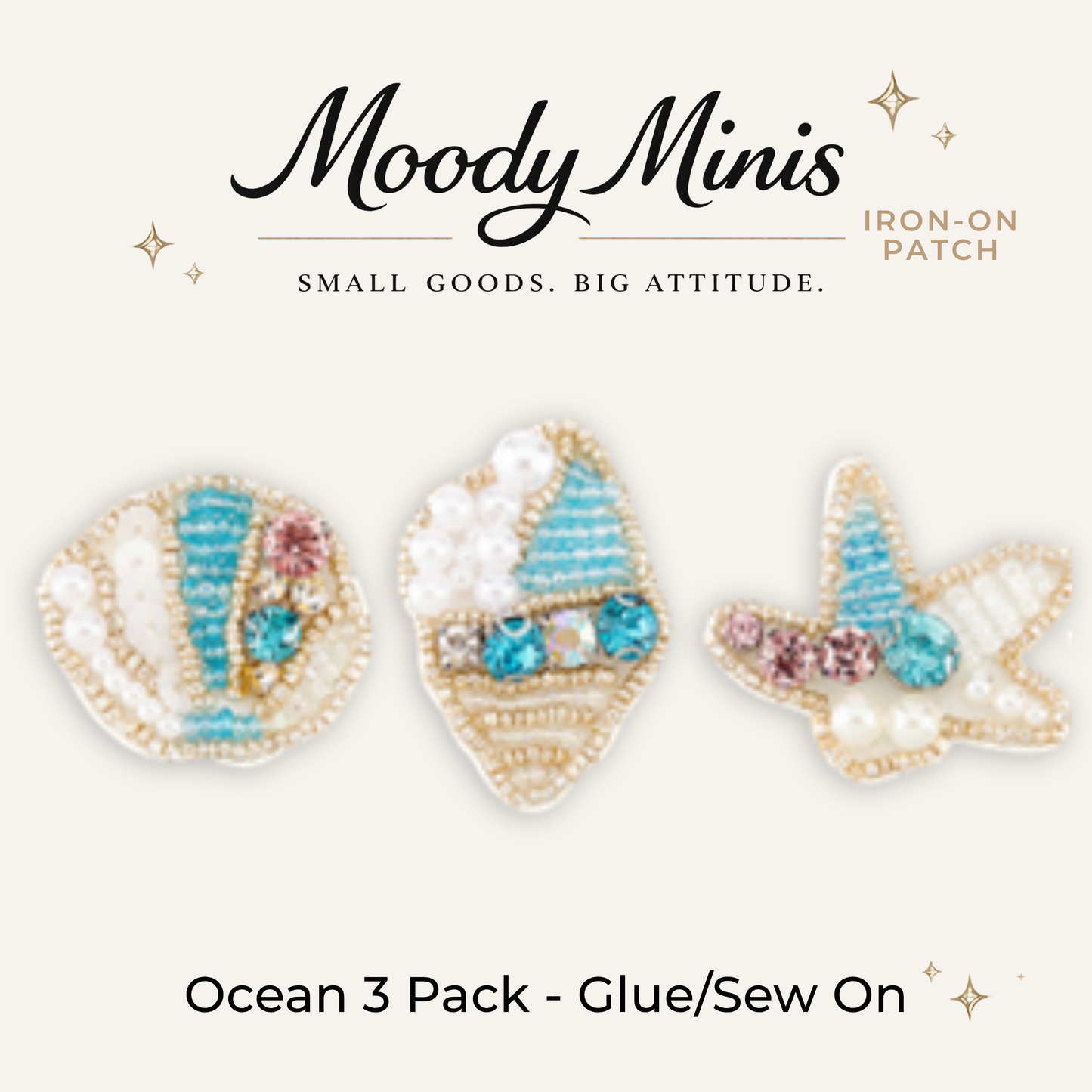 Ocean 3 Pack Bead & Bling Patch - RTS