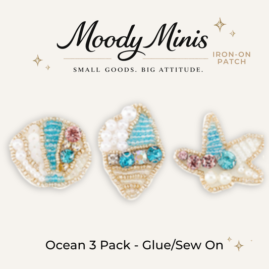Ocean 3 Pack Bead & Bling Patch - RTS