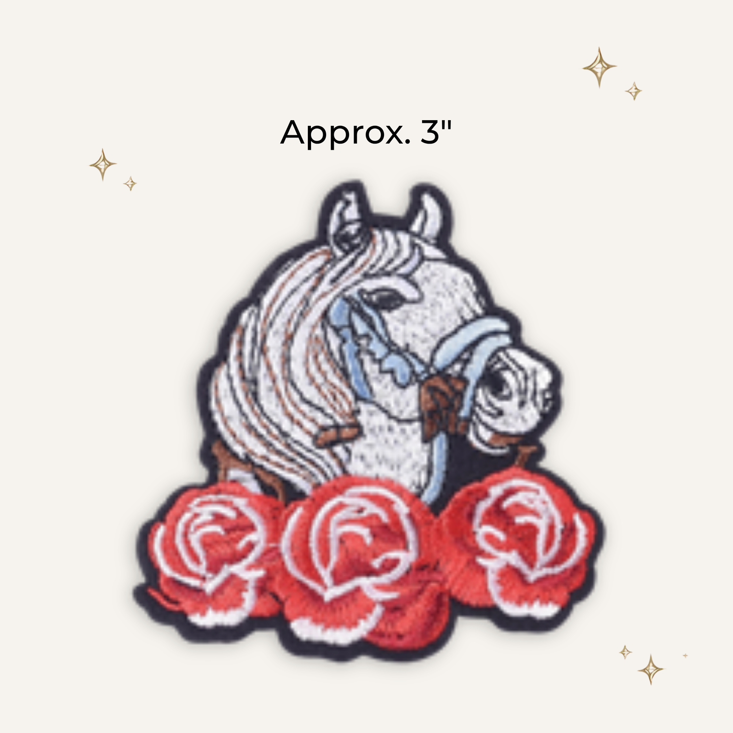 Horse & Roses Embroidered Patch - RTS