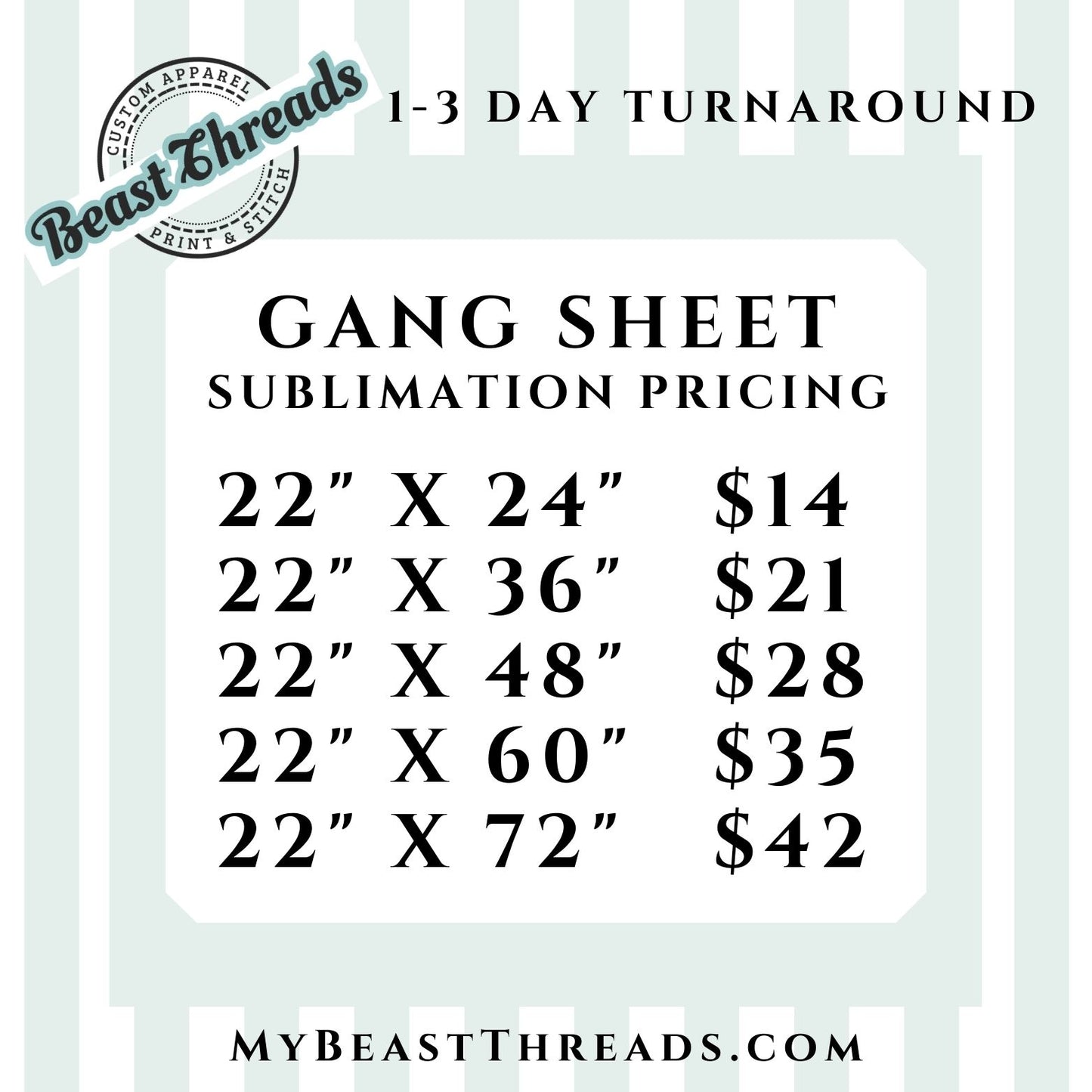 Custom Sublimation Gang Sheet - REGULAR- For ALL Substrates!