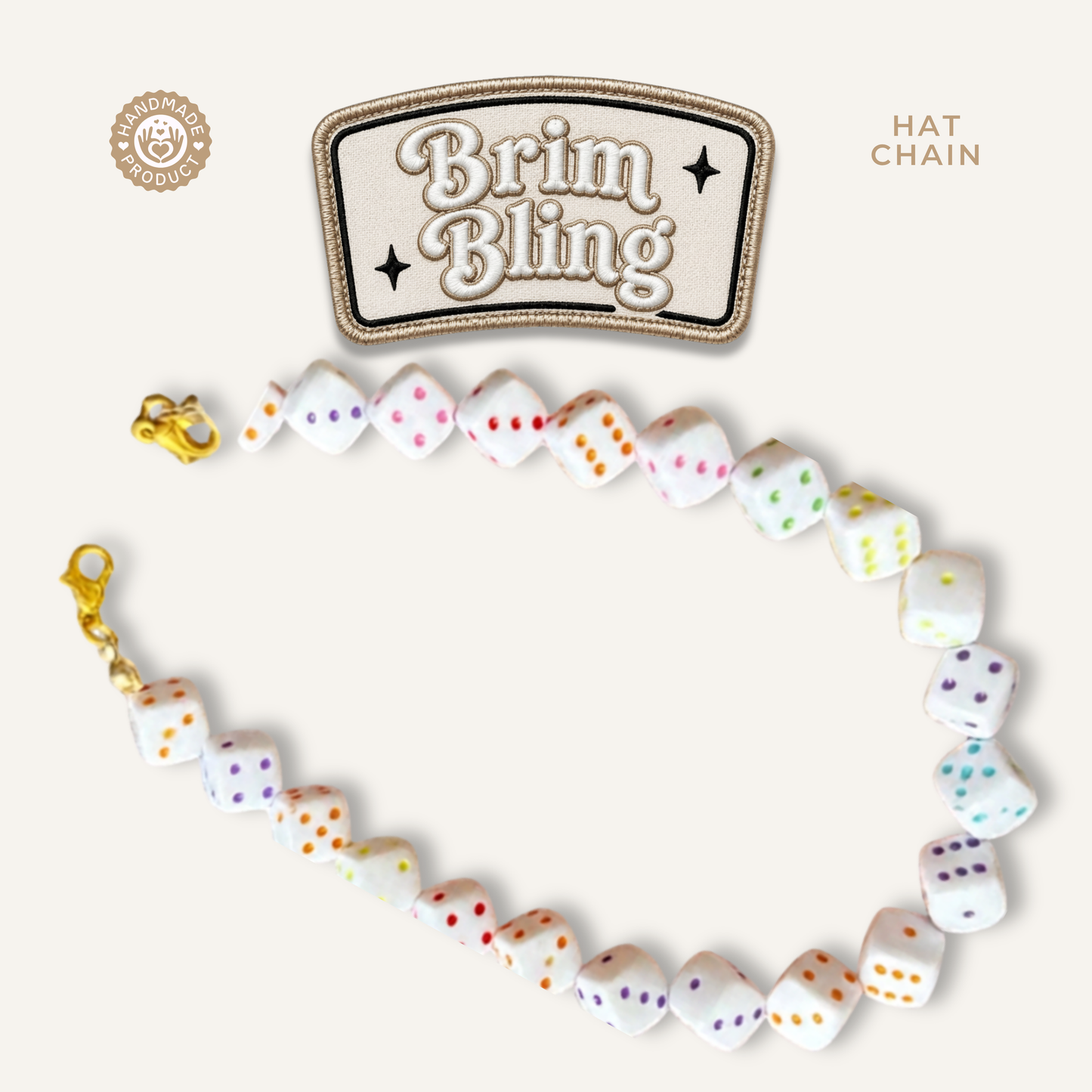 Multi Color Dice - 11 Inch Hat Chain