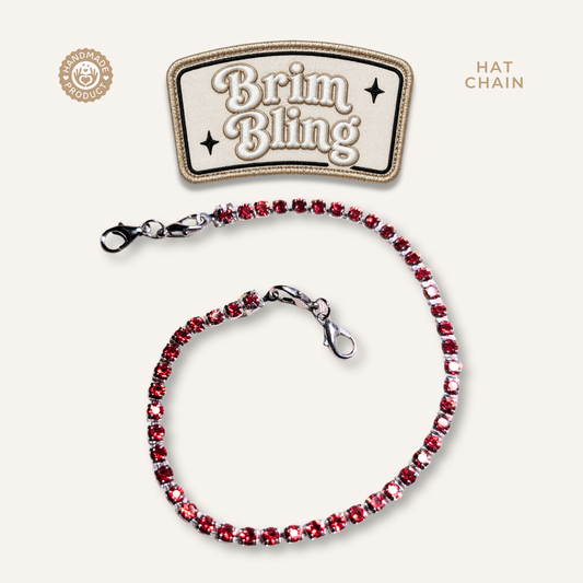 Red Rhinestone 4mm - 11 Inch Hat Chains