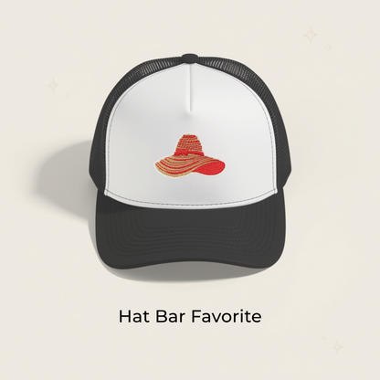 Red Straw Sunhat Embroidered Patch