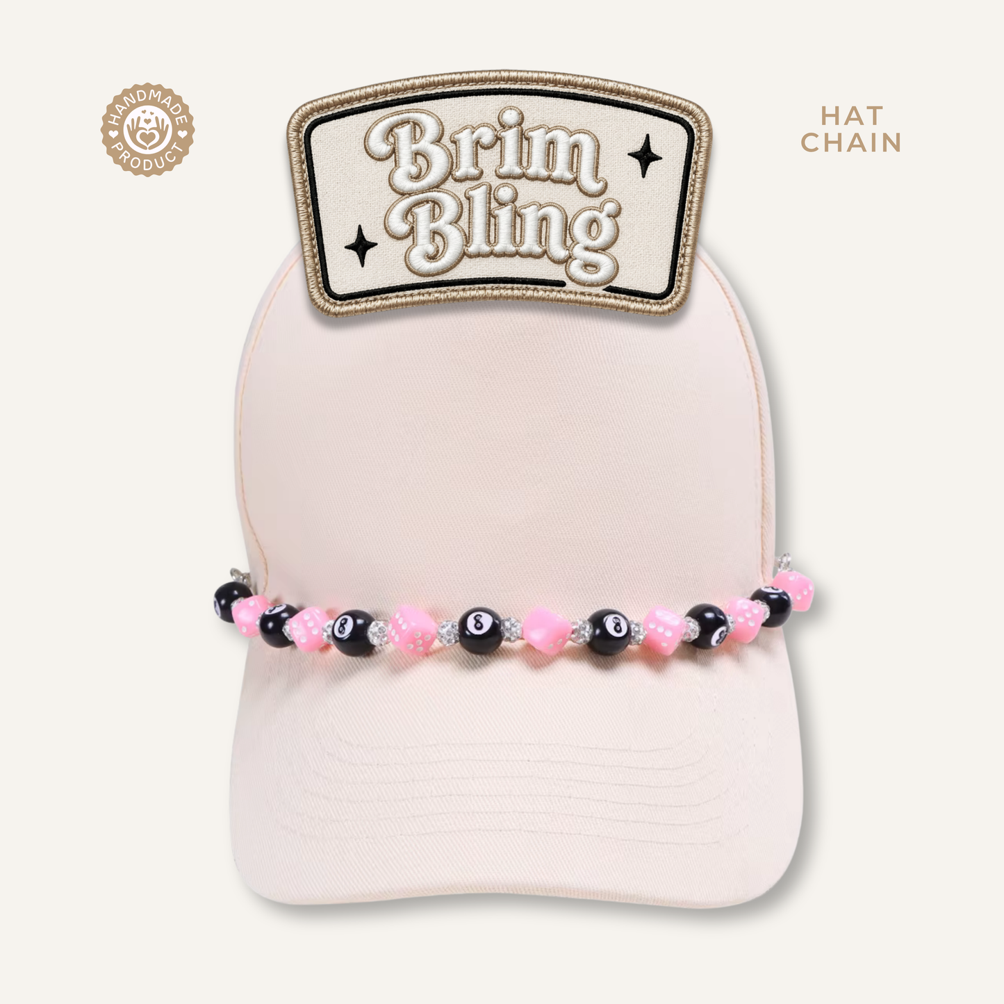 Pink Dice & 8 Ball - 11 Inch Hat Chain