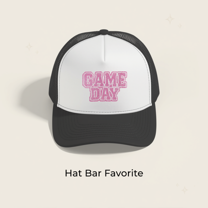 Game Day Pink Block Glitter Embroidered Patch