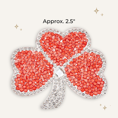 Coral Clover Rhinestone Patch- RTS
