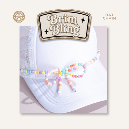 Multi Color Pearl Bow - 11 Inch Hat Chain