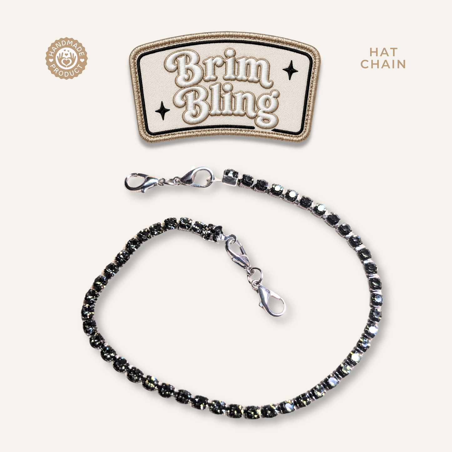 Gunmetal Rhinestone 4mm - 11 Inch Hat Chains