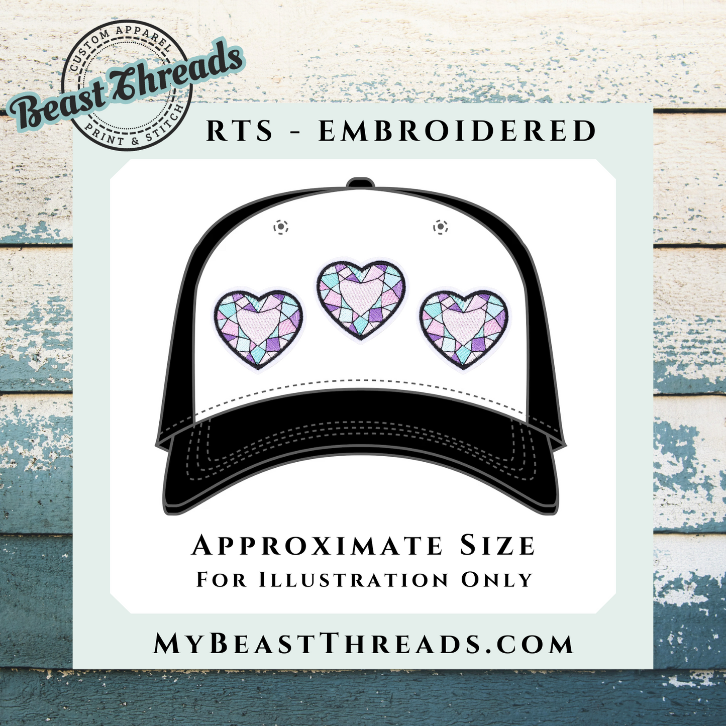 Heart Diamond Embroidered Patch- RTS