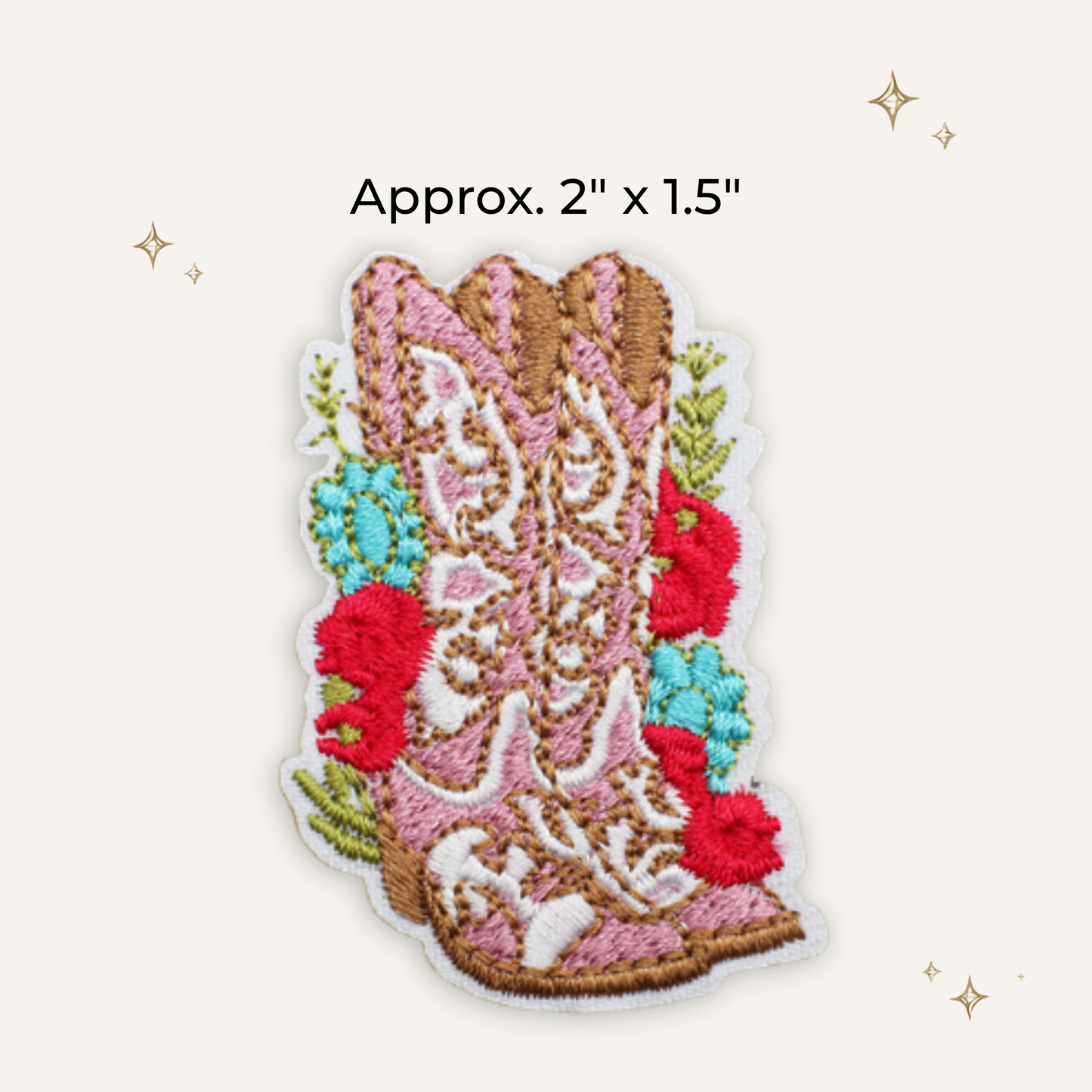 Cowgirl Flower Boots Embroidered Patch