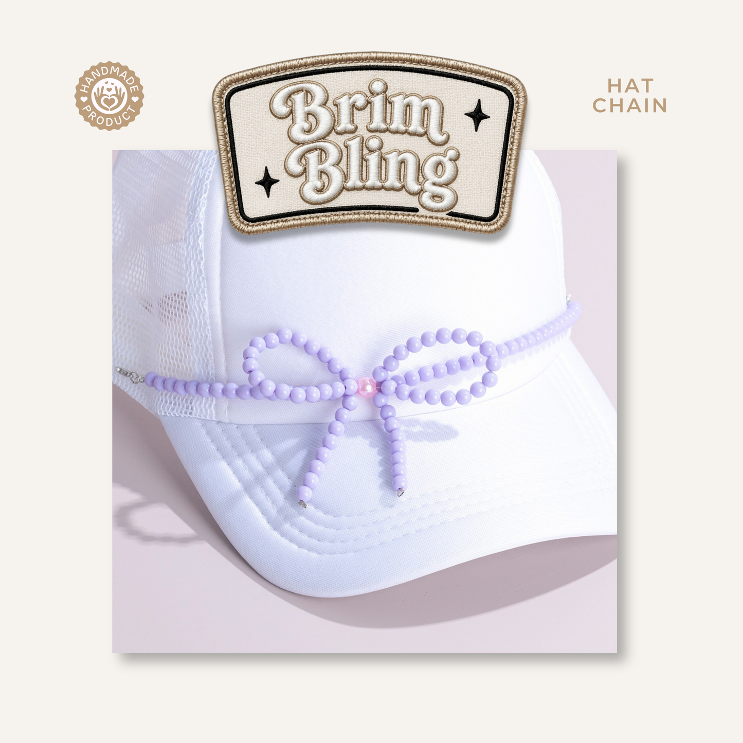 Purple Pearl Bow - 11 Inch Hat Chain