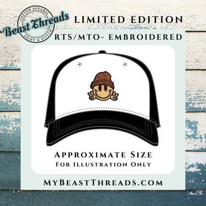 Smiley Beanie Peace Embroidered Patch - RTS/MTO