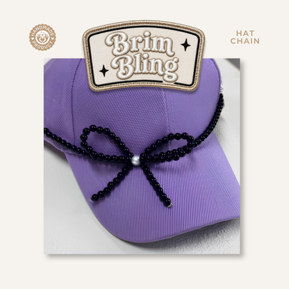 Black Pearl Bow - 11 Inch Hat Chain