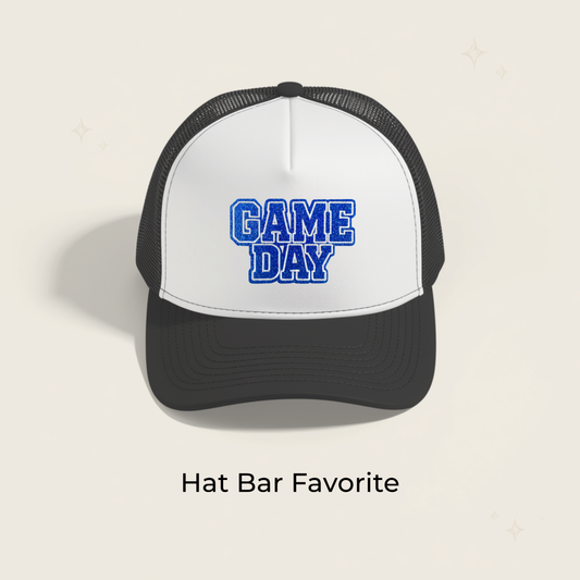 Game Day Blue Block Glitter Embroidered Patch