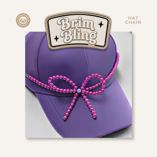 Hot Pink Pearl Bow - 11 Inch Hat Chain