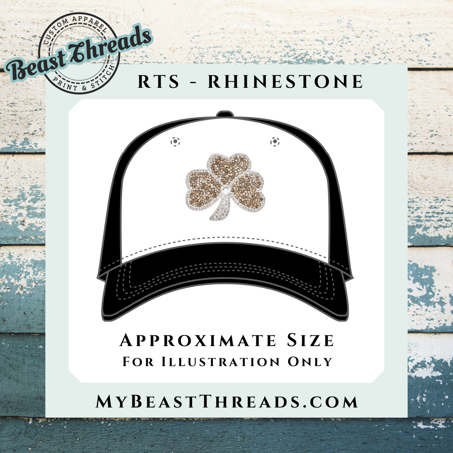 Champagne Clover Rhinestone Patch- RTS