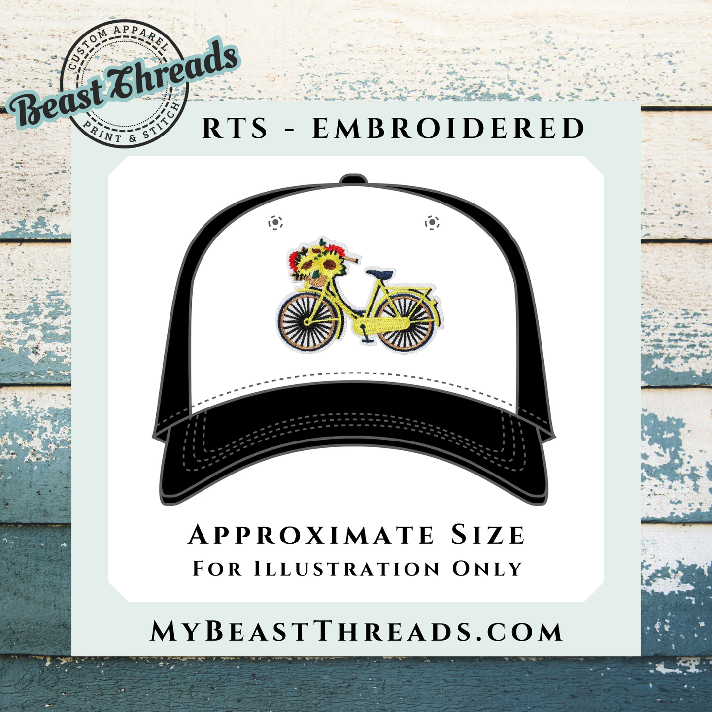 Sunflower Bike Embroidered Patch- RTS