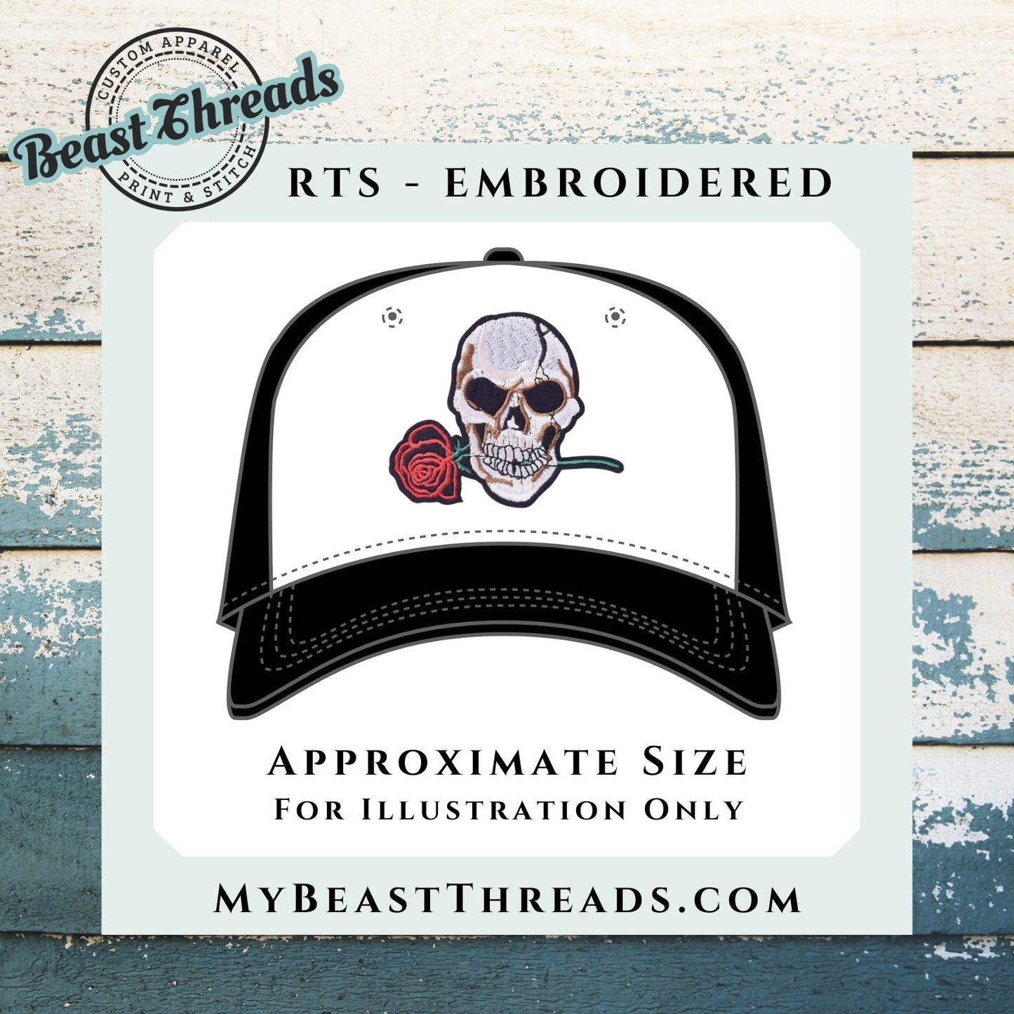 Skull & Rose Embroidered Patch - RTS