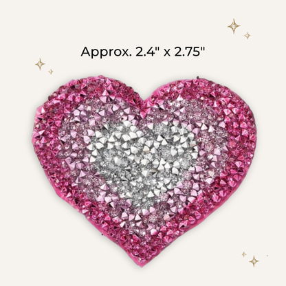 Pink Heart Rhinestone Patch- RTS