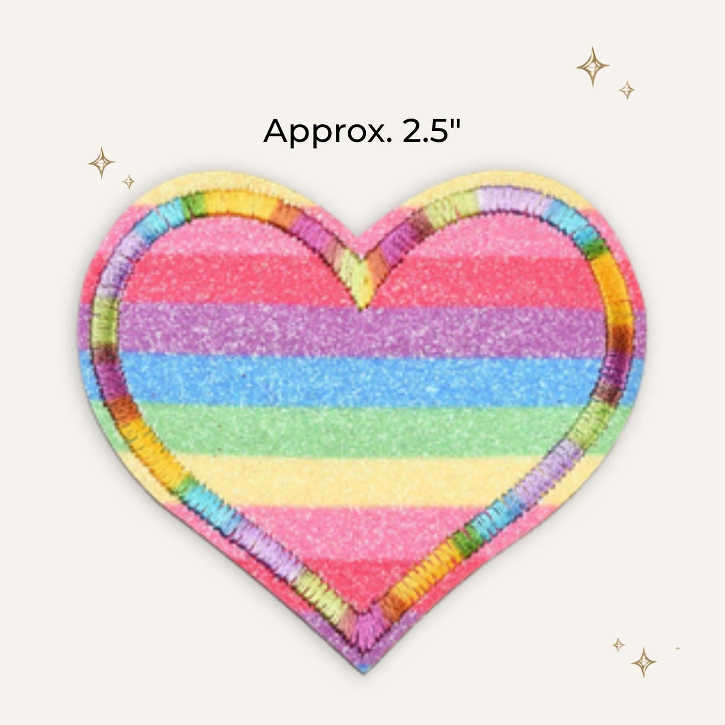 Retro Heart Embroidered Glitter Patch- RTS