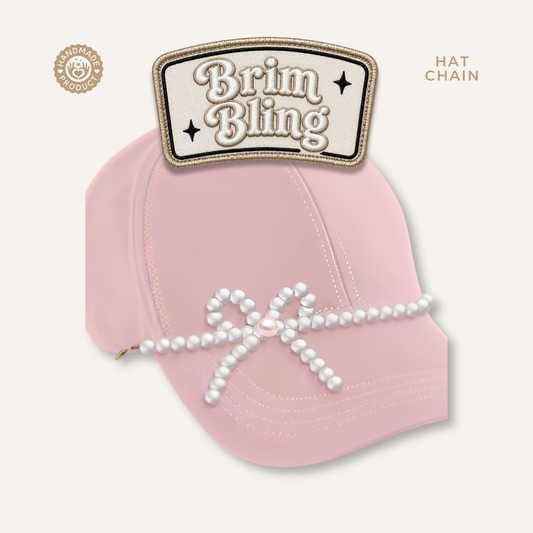 White Pearl Bow - 11 Inch Hat Chain