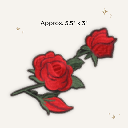 Red Rose Swag Embroidered Patch- RTS