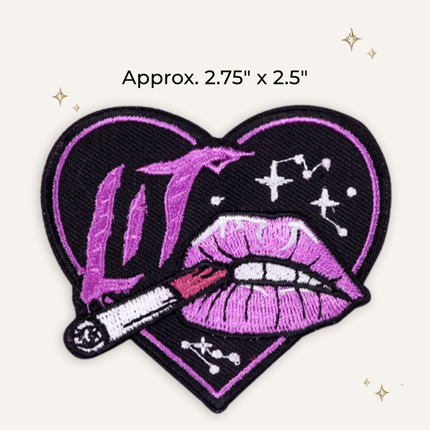 Lit Lips Embroidered Patch
