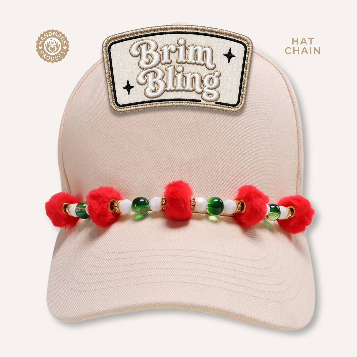 Christmas Pom Pom - 11 Inch Hat Chain